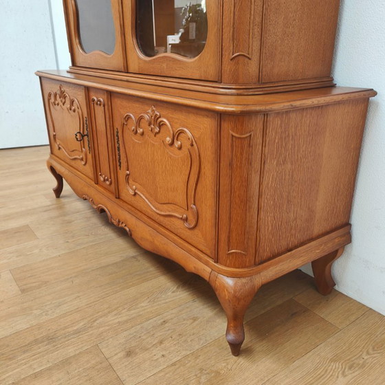 Image 1 of Vintage Queen Ann kast vitrinekast buffetkast servieskast