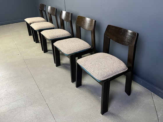 Image 1 of Satz von 5 brutalistischen Esszimmerstühlen, 1970er Jahre
