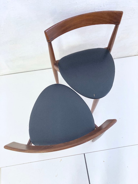 Image 1 of 2 Roundette side chairs in teak and faux leather by Hans Olsen for Frem Rojle