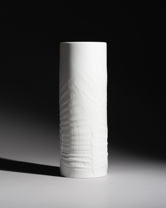 Image 1 of XL Rare Rosenthal Studio-Linie Vase OP ART Martin Freyer Bisque Porcelain H33cm