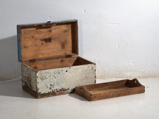 Antique painted small chest in pine wood – Poland, circa 1930 – Chest of drawers, Iron, Rustic (photo 24 of 40)