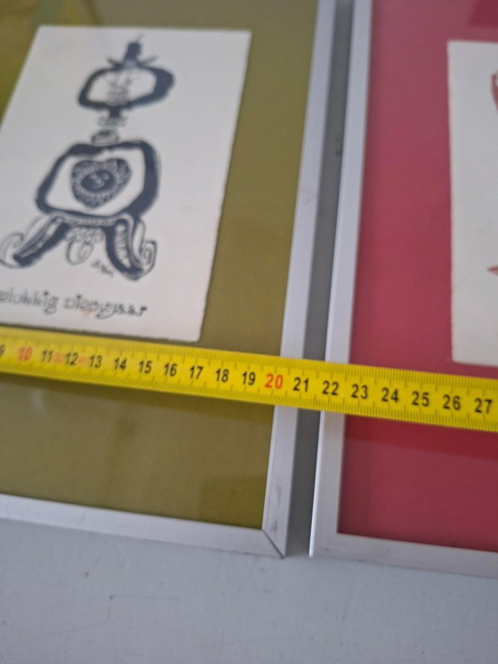 Image 1 of 2 litografie Cartoline di Capodanno opera grafica Jan van Heel anni '50