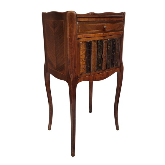 Image 1 of Mesa auxiliar trampantojo libros, estilo Napoleón III, madera y taracea, f. s. XIX - Francia 