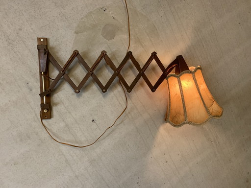 Schaarlamp/ harmonica lamp met varkensleren kap