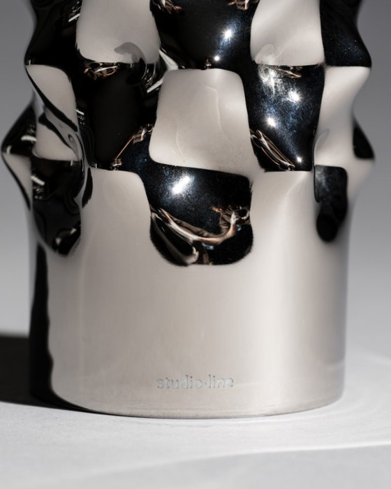 Image 1 of Rosenthal Studio-Line “Vibrations” Vase Duo Dieter Mankau White & Silver