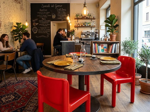 Set van twee Kartell Model 4875 stoelen uit de jaren 70, ontworpen door Carlo Bartoli, in rode kleur.