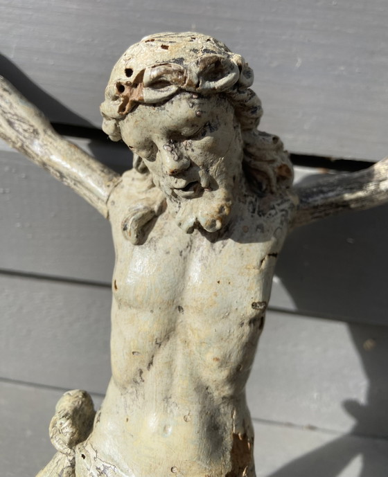 Image 1 of 18th Century Polychrome Wooden Corpus Christi Figure