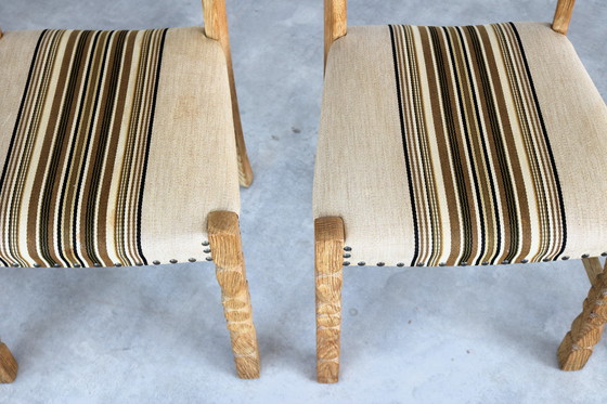 Image 1 of 6x brutalist Danish oak dining chairs