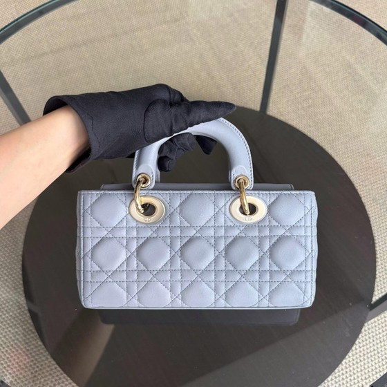 Image 1 of DIOR LADY D-JOY SMALL - CANNAGE LAMBSKIN GRAY GOLD HARDWARE
