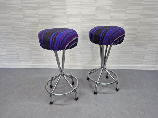 Tabourets de bar vintage (2) Nouvelle tapisserie violette