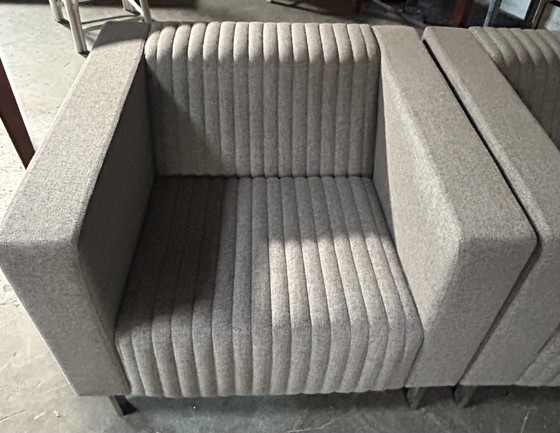 4x Deberenn Mona Design Armchairs Light Grey Ribbed Fabric - As Good As New – Textile (photo 6 of 12)
