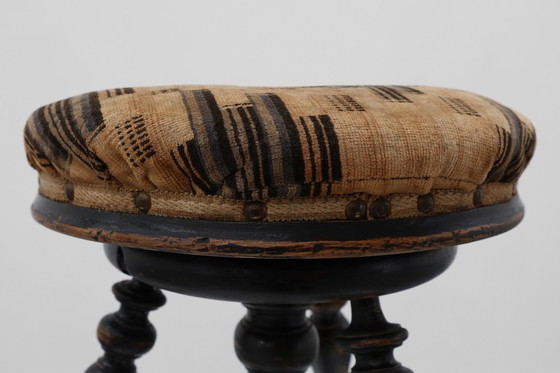 Image 1 of Taburete de piano ajustable Art Déco con tapizado original, Francia, década de 1920