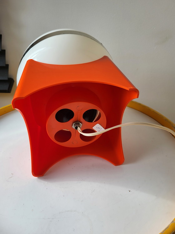 Image 1 of Space Age Tafellamp Met Oranje Voet Vierkant, Kunststof, Jaren 1960