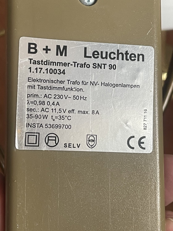Image 1 of B+M Leuchten Lampada da tavolo in ottone opaco/lucido, vetro bianco opaco fiammato, anni '90