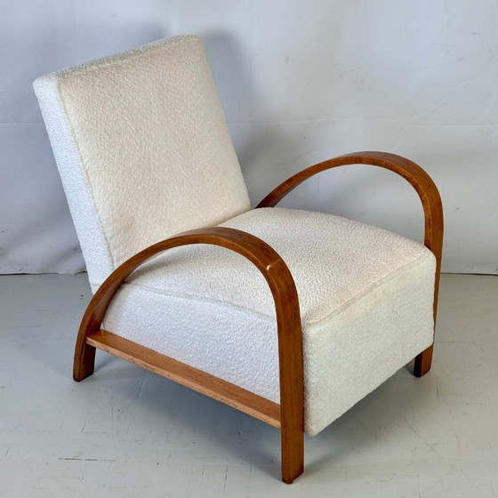 Image 1 of Paar französische Art-Déco-Sessel mit weißem Bouclé-Stoff, 1930er Jahre