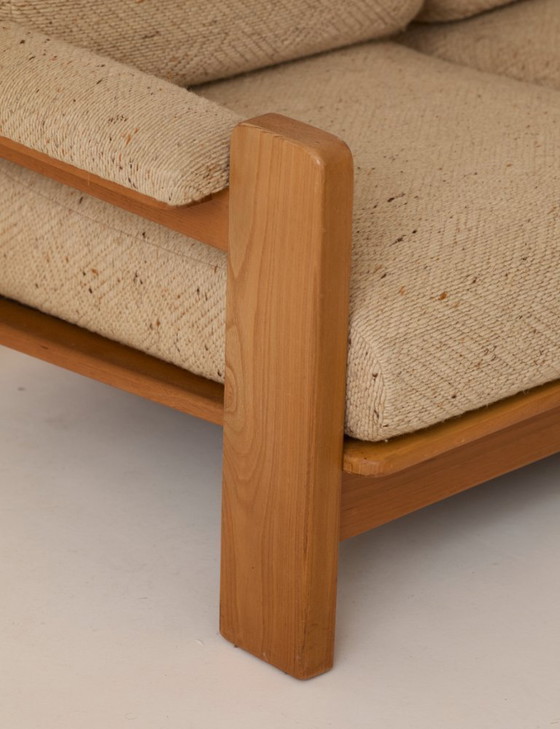 Image 1 of Vintage 3-seater sofa in solid elm, Maison Regain, circa 1970/80