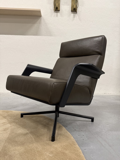 Harvink De Kaap Fauteuil pivotant avec pouf Cuir de luxe