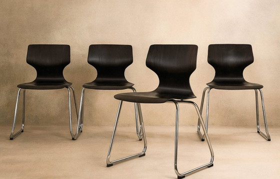 4x Flötotto Sedie da pranzo, Legno, Metallo, Marrone, Modern (foto 6 di 14)
