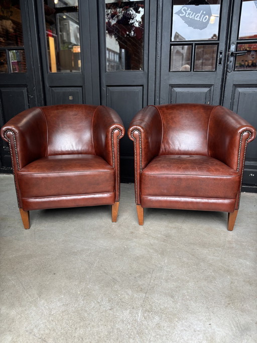 Set schapenvacht clubstoelen