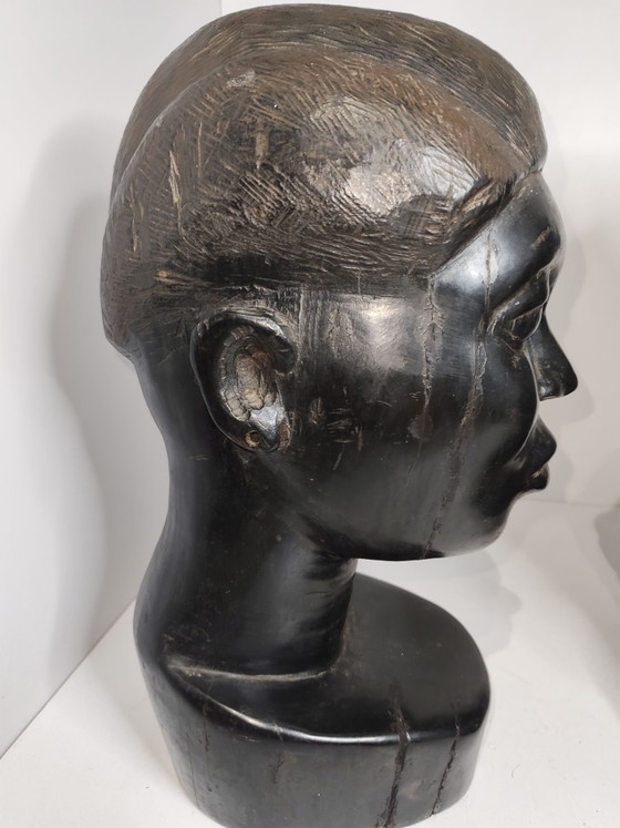 Busti Sculture Makonde Africane 38 cm di altezza, Legno, Nero (foto 11 di 15)