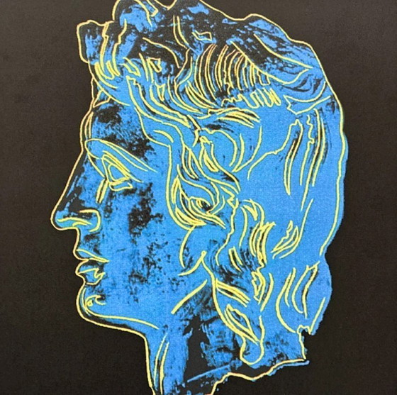 Image 1 of 1986 Carnegie Museum of Art After Andy Warhol "Alexander the Great - Blue on Black Background" Lithograph