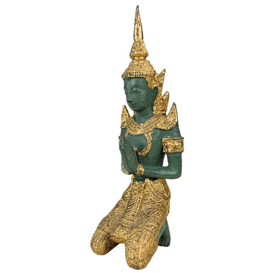 Set Guardiani del Tempio Thai Thepanom – Coppia di Figure Patinate Oro – Sculture (photo 18 of 21)