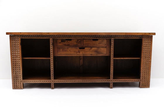 Image 1 of Large Solid Brutalist Rustic 3D Sideboard, 1960s