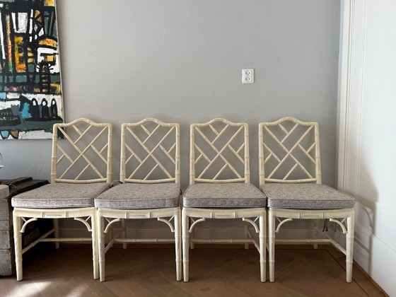 Image 1 of 4 x Faux bamboo stoelen 