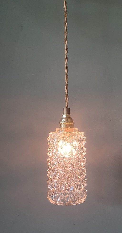 Vintage Getextureerde Hanglamp Midcentury Design.