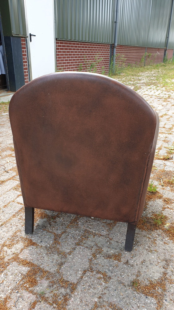 Image 1 of Vintage Art Deco leren fauteuil
