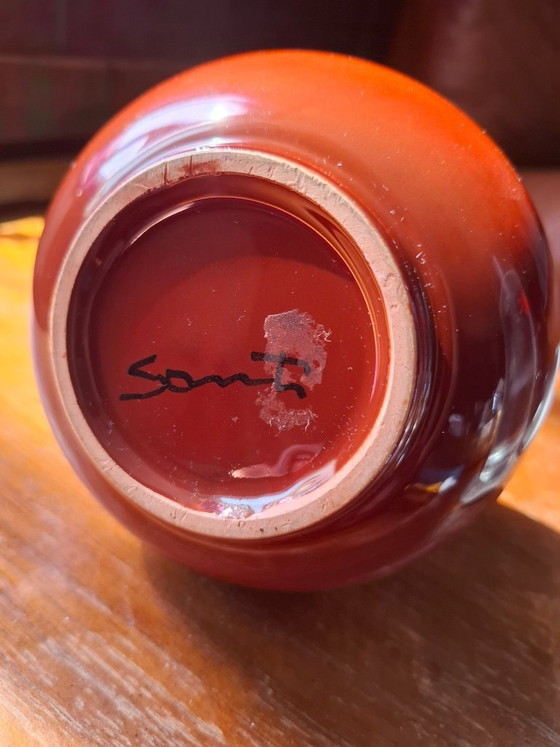 Image 1 of Signed Vintage Santi Italian Ceramic Vase - Mid-Century Modern 1970s - Perfect Condition
