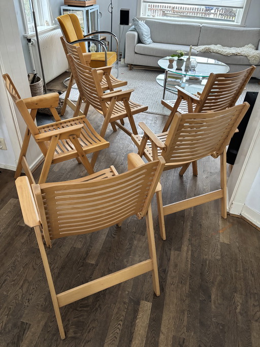 Unique set of six REX folding chairs by Niko Kralj