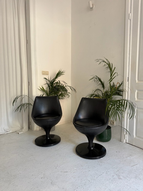 Original Pierre Guariche Polaris Armchairs – Swivel chairs, Metal, Polyester (photo 4 of 5)