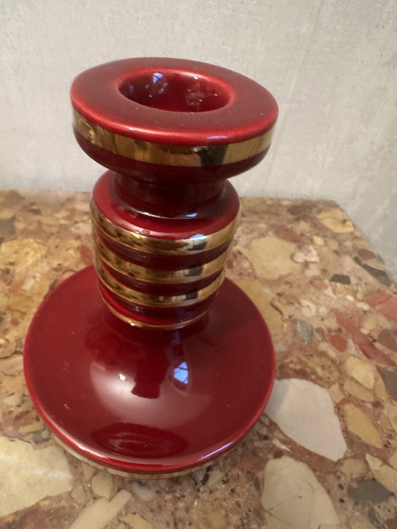 Image 1 of Bougeoir debut années 50 en céramique St-Clement Bordeaux Rehaussé d’ Or