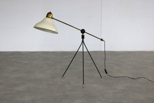 Lampada da terra vintage | lampada | ottone | anni '60