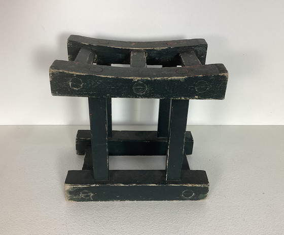 Image 1 of Jaren ‘30 vintage weiblok kruk melkkruk blokdruk 