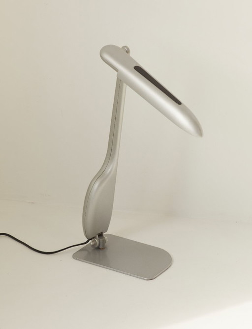 Lampada grigia postmoderna design Philippe Michel vintage circa 1980