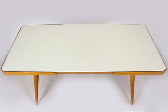 Image 1 of Mid-Century Modern Coffee Table with White Glass Top from Cesky Nabytek, 1960s