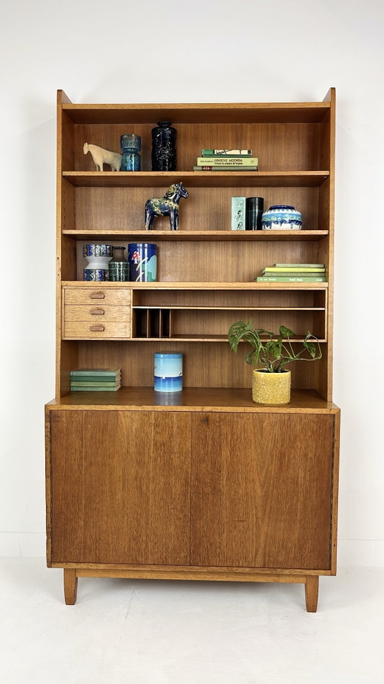 Swedish vintage teak veneer bookcase – Sideboard cabinet, Wood (photo 2 of 16)