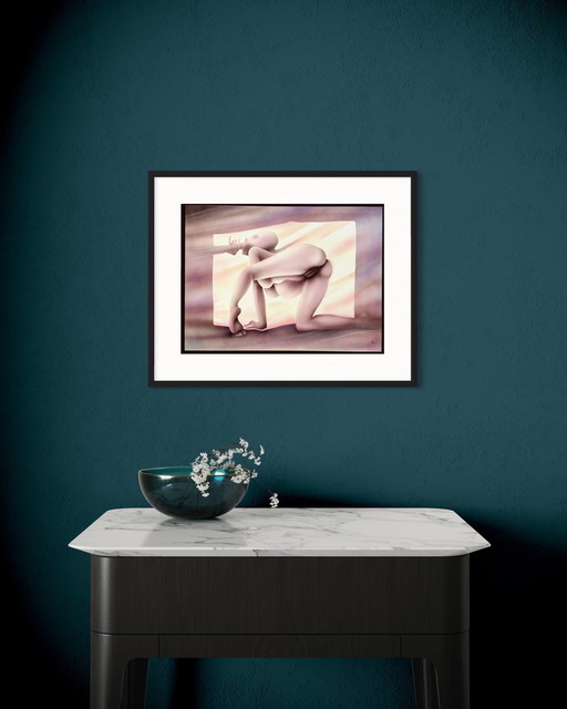 Yvon Adam erotic painting circa 1985 / framed