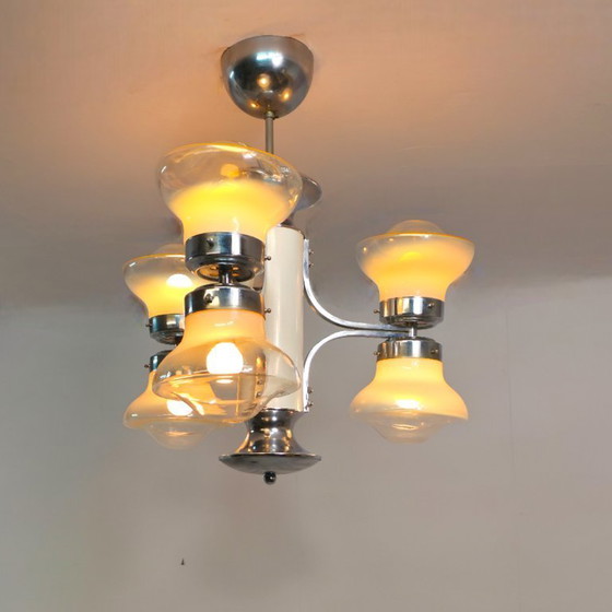 Image 1 of Mazzega Deckenleuchte, brutalistischer Murano-Kronleuchter aus den 1950er Jahren