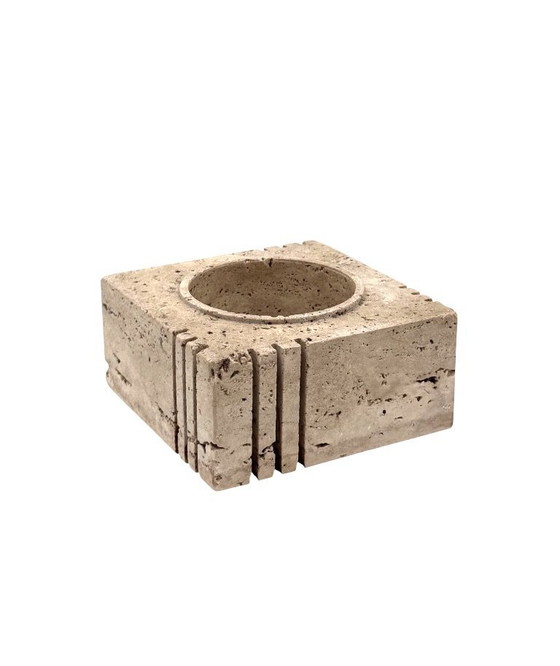 Image 1 of Travertine cubic vide poche / ashtray, Cerri Nestore, Italy, 1970s