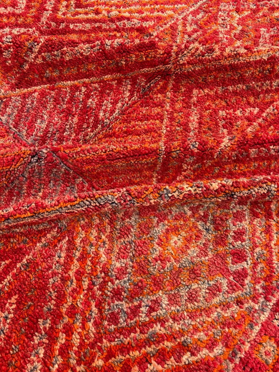 Image 1 of Vintage Red Moroccan Berber Rug 210x370 cm – Handwoven Boujad Carpet | Bohemian Tribal Area Rug | Moroccan Boujad Wool Rug