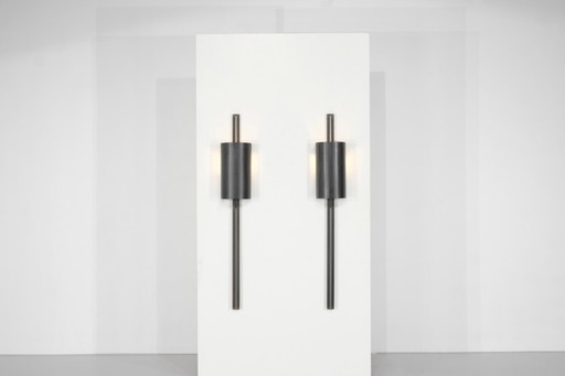 Pair of "Monza" wall lights by Franck Robichez for Dritsh, Paris, 1990s.