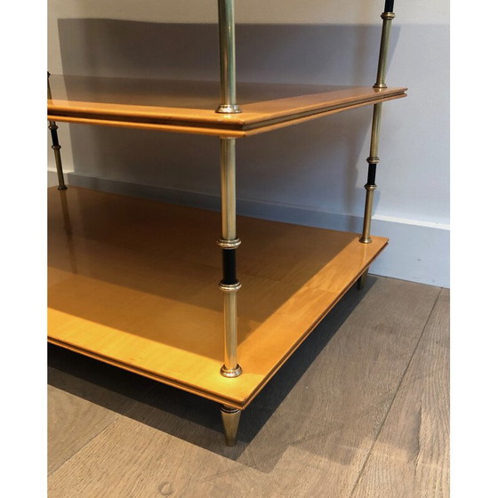 Image 1 of Vintage three-tiered console in sycamore and brass by Jansen, 1940