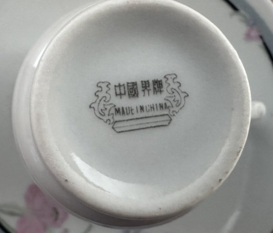 Image 1 of 6 tazze e 6 piattini in porcellana Jiepai vintage, provenienti dalla Cina, risalenti al periodo 1970-1990.