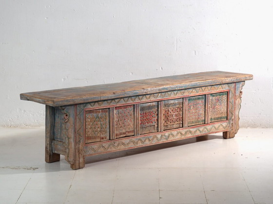 Antique carved and polychrome low sideboard in fir wood – China, circa 1930 – Iron (photo 16 of 40)