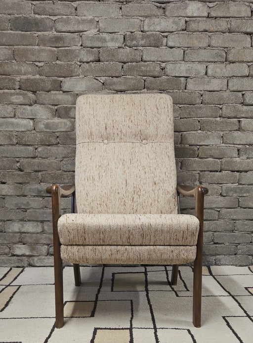 Vintage Scandinavische relaxfauteuil van gebogen hout – jaren 60/70