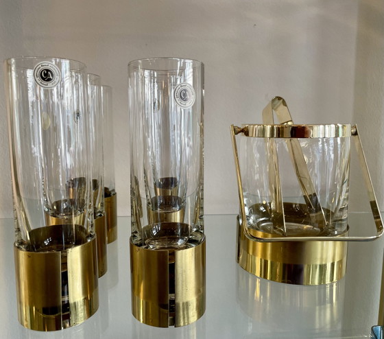Image 1 of Set da cocktail italiano in cristallo e ottone