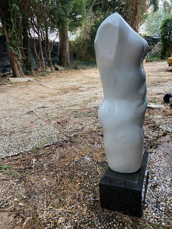 Image 1 of Torse en marbre signé femme